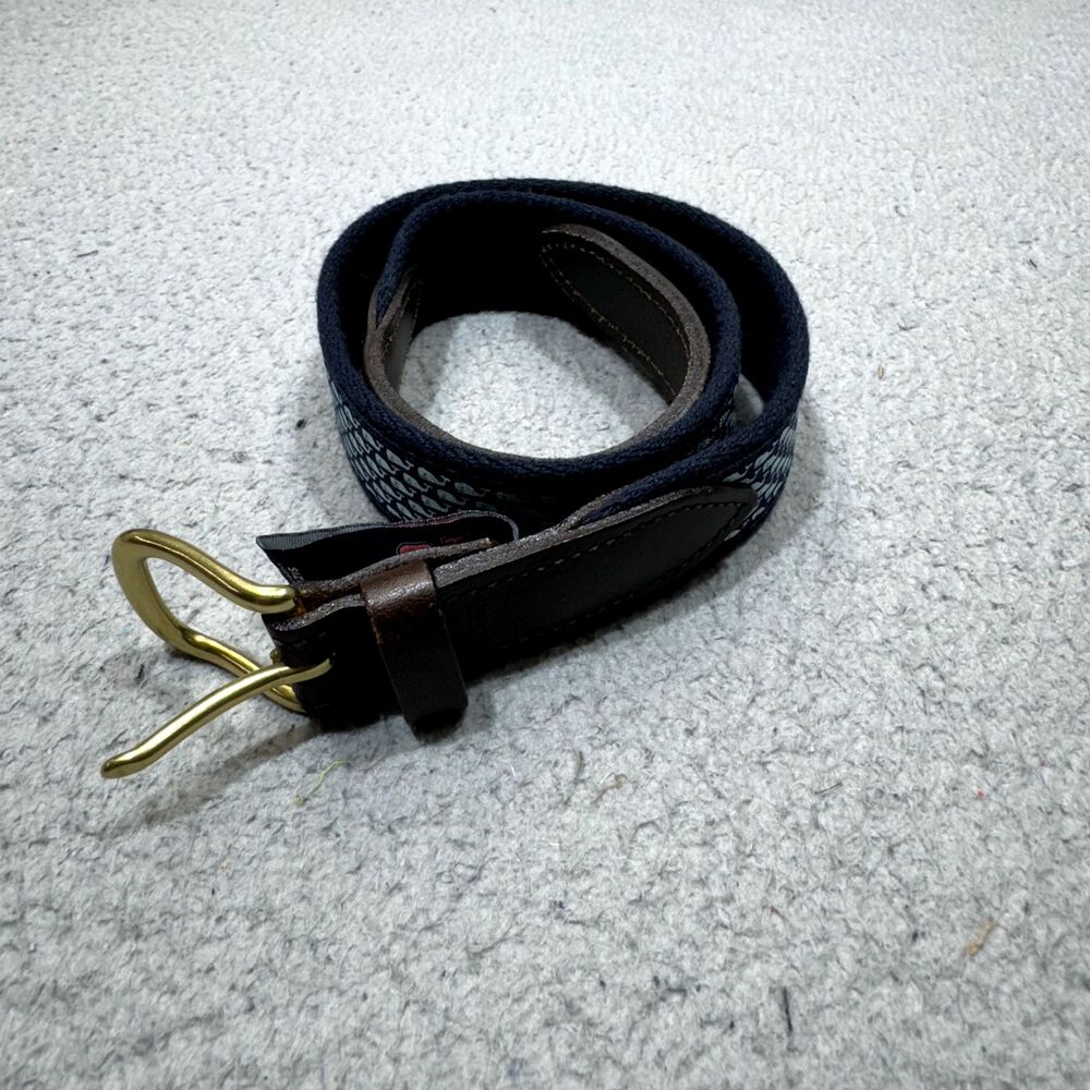 Vineyard Vines‎ Belt Mens 24 Blue Cotton Leather Ribbon Buckle Golf USA Whale